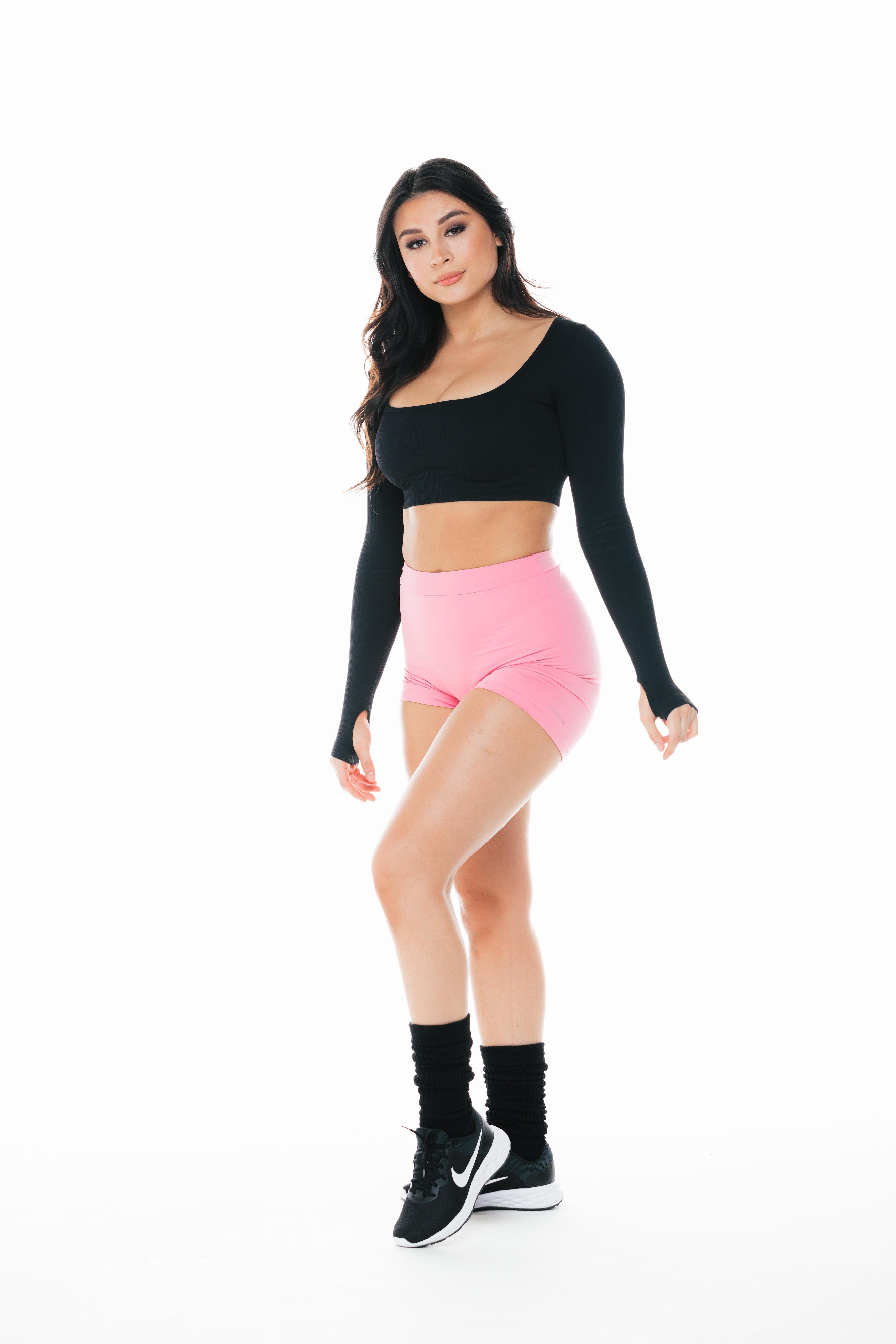 Pink mystic v-cut biker shorts